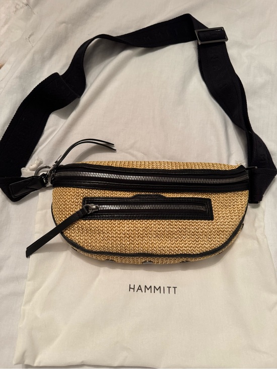 Hammitt Handbags - Hammitt Tan Woven Crossbody with Black Trim